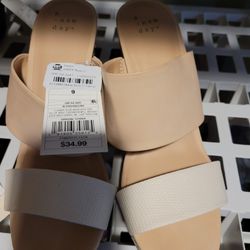 Women's Adelina Microsuede Two Band Espadrille Wedge Pumps - A New Day