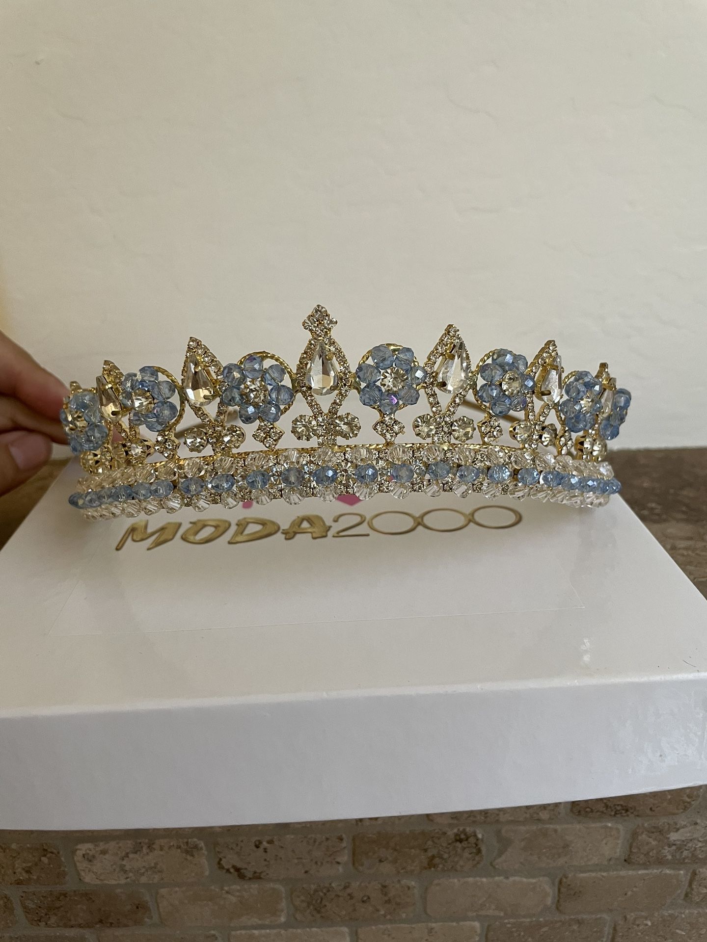 Baby Blue Quinceañera Crown Tiara