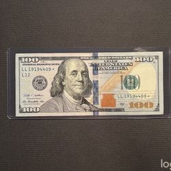 $100 Star Note With Fancy Numbers 