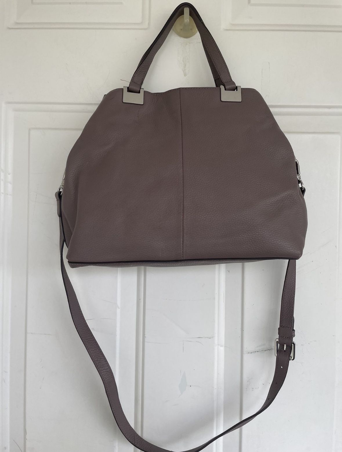 VINCE CAMUTO ROSIE LEATHER SATCHEL TAUPE LEATHER HANDBAG PURSE