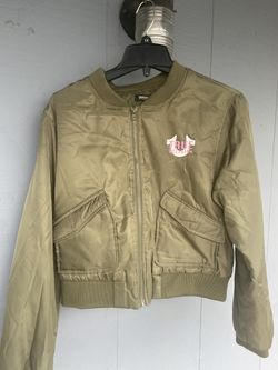 true religion TIGER CROP BOMBER womens large. 