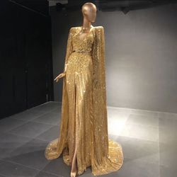 Beautiful Gold Custom Made Gown Dress 