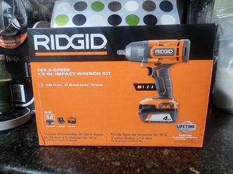 Ridgid 18V 3 Speed 1/2 in Impact Wrench Kit w/4.0 Battery & Charger (New)