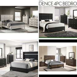 4- Pc Bedroom set Dresser,Mirror  Nightstand (1) Queen size bed frame  Not including Mattress and Box Sp