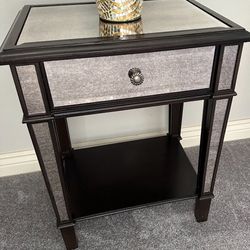 Pier 1 Imports Hayworth Collection Nightstand /Side table Black Expresso Wood & mirror