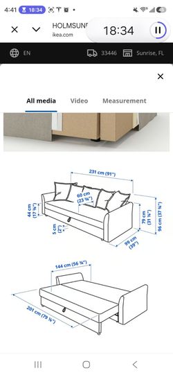 HOLMSUND ikea sleeping couch bed white color