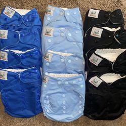 12 Brand new, Reusable Cloth Diapers, One size fits all