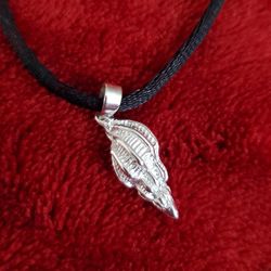 Sterling Silver Shell Pendant And Black Leather Necklace