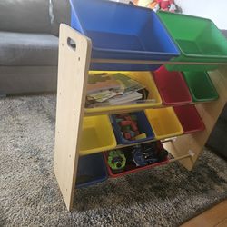 Humble Crew Kids Toy Storage Organizer with 12 StoragRainbow/Naturale Bins,  Wood
