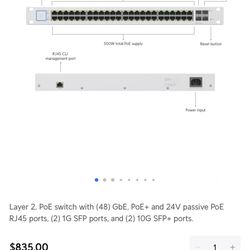 Ubiquiti UniFi US-48-500W Switch, 2 x 10G SFP+