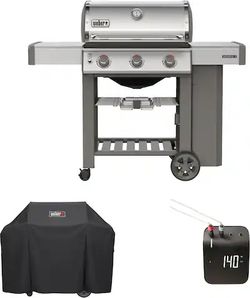 GENESIS II S310 3-Burner Natural Gas Grill with Cover and Weber Connect Bundle - Stainless Steel