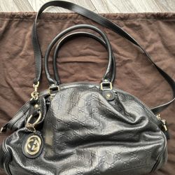 Gucci Leather Boston Bag With Strap