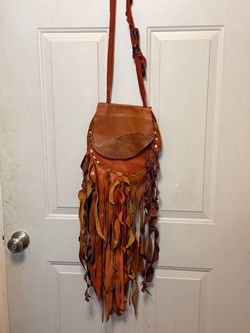 Hand made fringe leather 1970s  shoulder bag