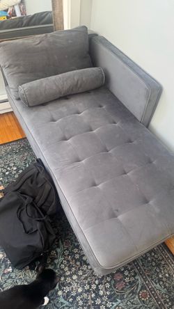Gray Velvet Tufted Futon Sofa