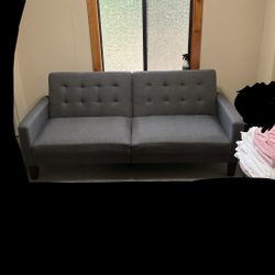 Futon Sofa — Grey Linen