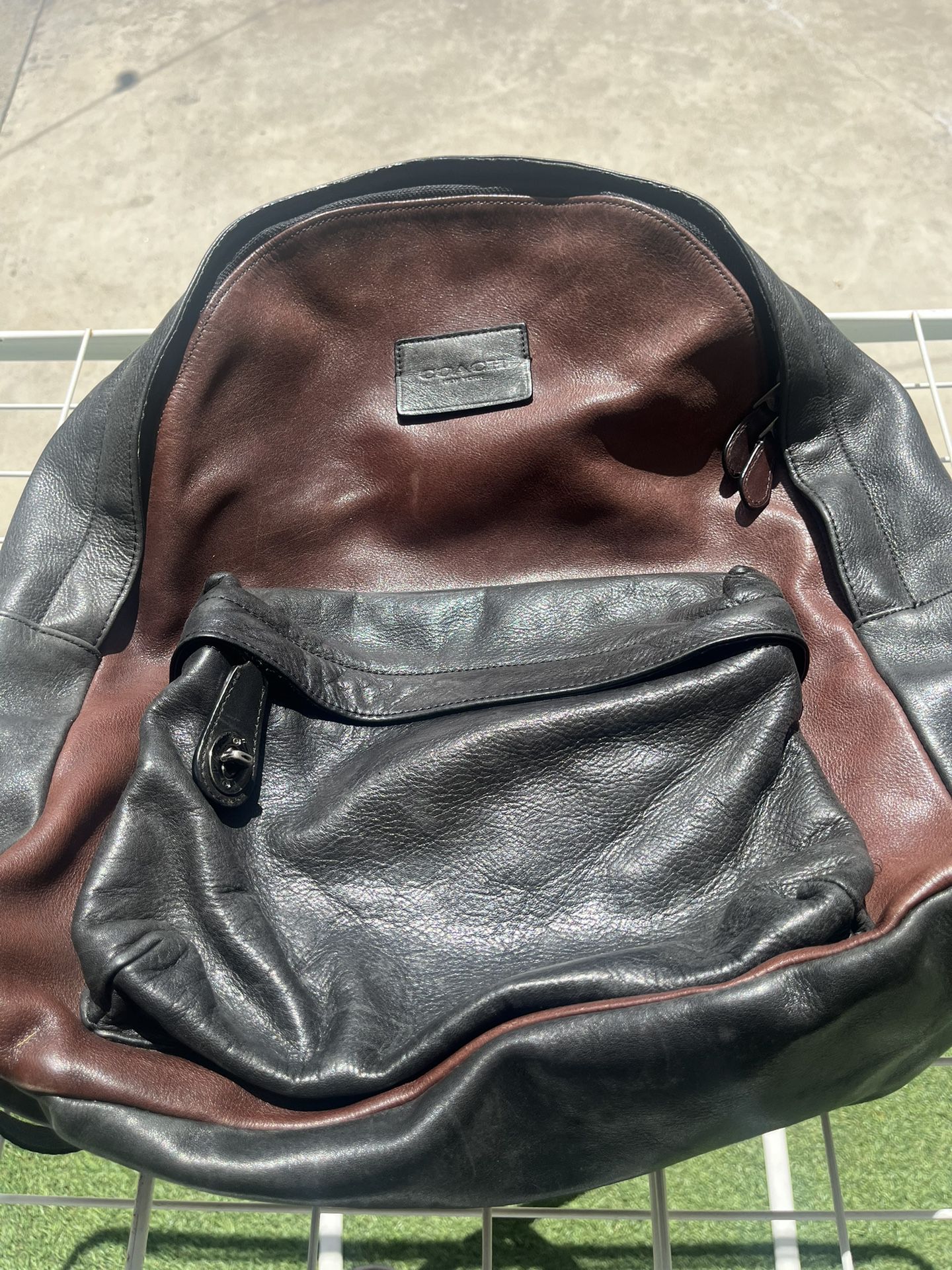 Coach all leather backpack