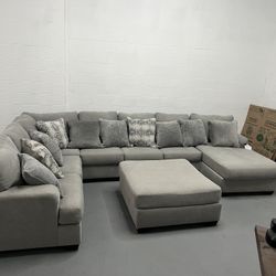 (Free Delivery) New Ashley Furniture Keener 6 Pc Fabric Sectional Sofa Couch W/ Ottoman