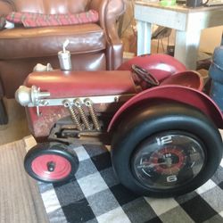 FARMHOUSE TRACTOR CLOCK... batteries Included
