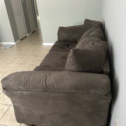 Dark Gray Suede Couch 