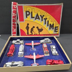 Vintage 1930s / 1940s Tootsie Toy Play Time Toy Set - 8 Vehicles 2 Planes