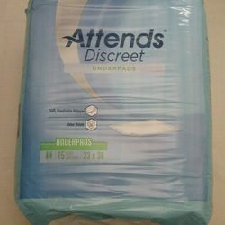 Attends Discreet Under Pads, Unisex, 15 ct., NEW

