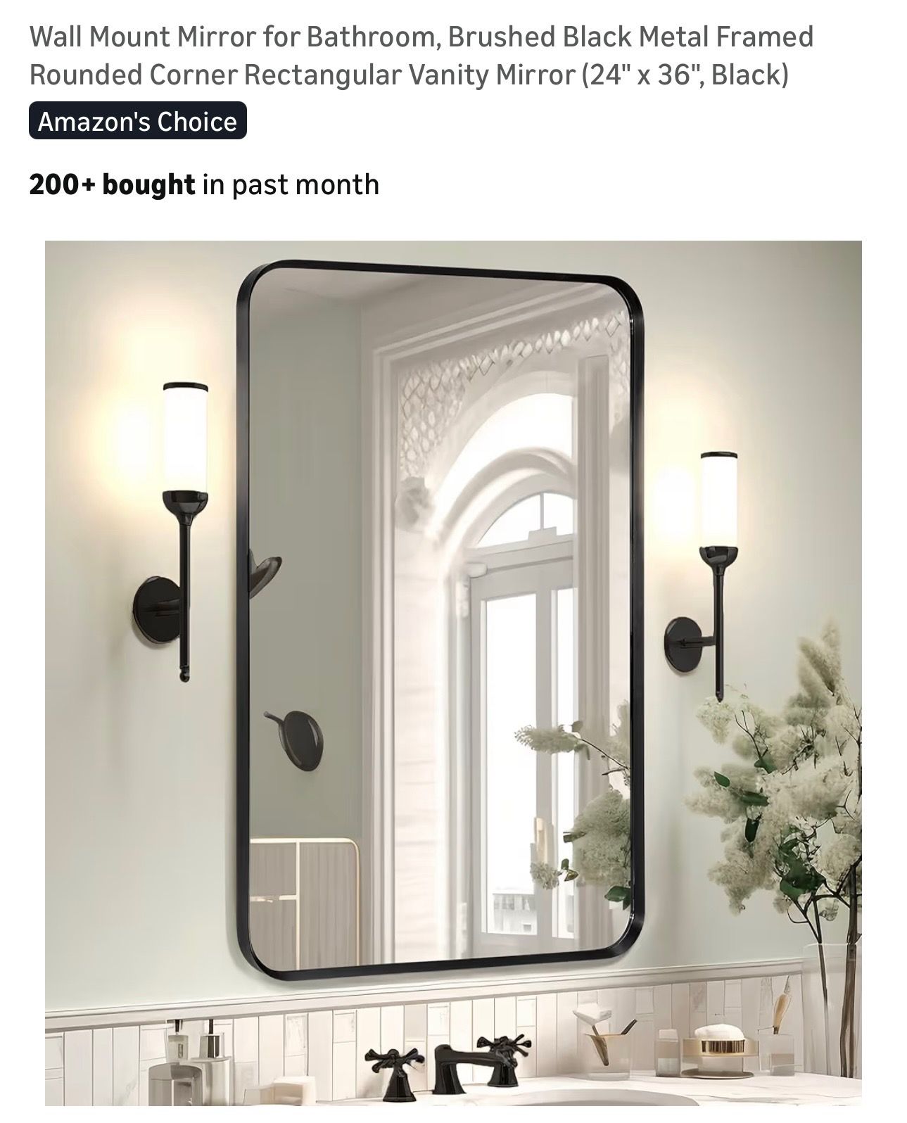 Wall Mounted. Black Framed Mirror