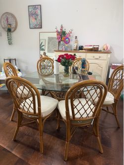 Vintage Bamboo Dining Table