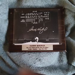 Signed Sandy Koufax Last Pitch Dodgers Stadium Photo Placard 