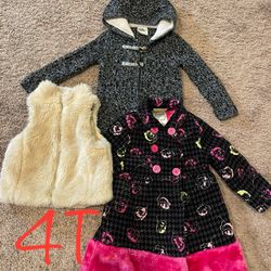Winter/fall Girl Clothes, Vest, Hoodie Jacket Size 4T