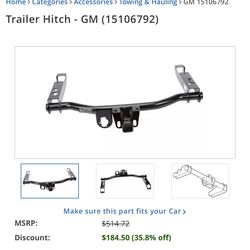 tow hitch factory oem Trailer Hitch - GM part number #1 info removed)) Chevy Chevrolet gmc Silverado Tahoe sierra suburban Yukon Escalade Cadil
