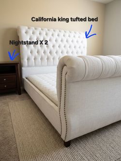 California King Tufted Upholstered Bed Frame