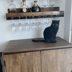 2 Bar Shelves Wood Stemware Holder