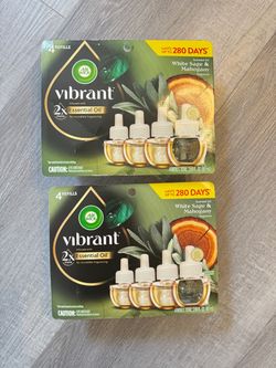 Air Wick Vibrant Plug in Scented Oil Refills, 4 Count, White Sage & Mahogany, Air Fresheners, Essential Oils