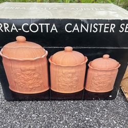 Terra cotta canister set.  NIB