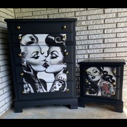 Pinup dresser night stand set