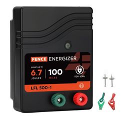 Electric Fence Charger AC Powered 100 Miles 300 Acres, 110 Volt 6.7 Joule Plug-In Electric Fence
