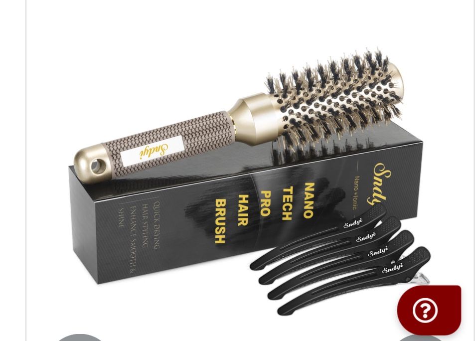 Round Brush For Blow Drying, Nano Thermal Ceramic & Ionic Tech Hair Brush With Boar Bristles, Professional Round Barrel Brush For Styling, Curling And