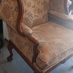 Nice Large Antique Wingback Sitting Chair 