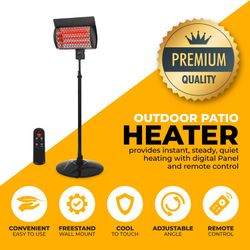 Heater electric 1500W Adjustable heat and height Outdoor weather resistant Timer
