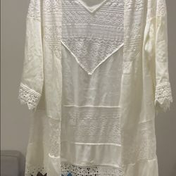 Moral Fiber Boho Lace Cardigan - Ivory - Size Large