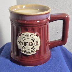 Fire Department Hydrant Glazed Coffee Mug Embossed New 16 oz burton + Burton