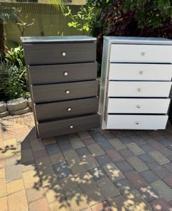 New Chest Five Drawer Dresser Gray