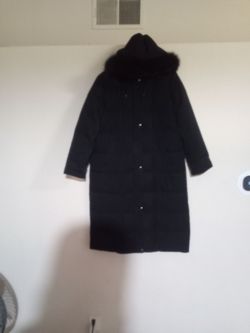 Long Black Puff Jacket Size L, 14-16