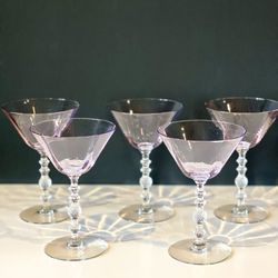 Rare Cambridge Champagne Tall Sherbet Heather bloom/Lavender Glasses Set