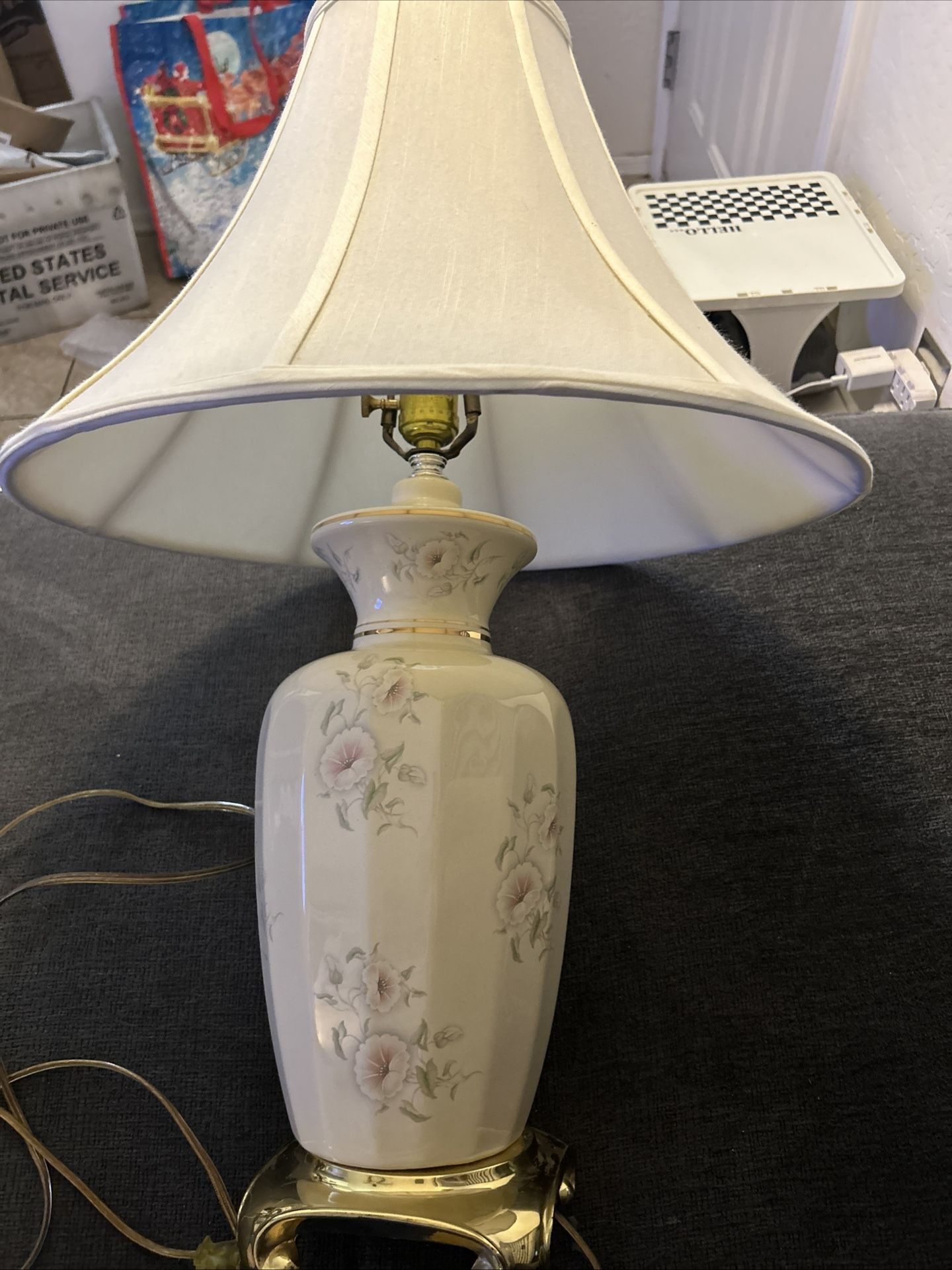 MCM Vintage Table Lamps Porcelain Brass Cresswell Ltd Ridged Ivory Urn
