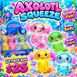 Axolotl Squeeze Toys 12-Piece Box