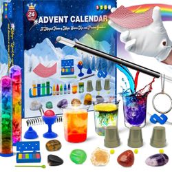  Christmas Vacation Advent Calendar 2024 for Kids Ages 6+, 24-Day Countdown Christmas Gifts for Kids with 12 Magic Tricks, 6 Science Experim
