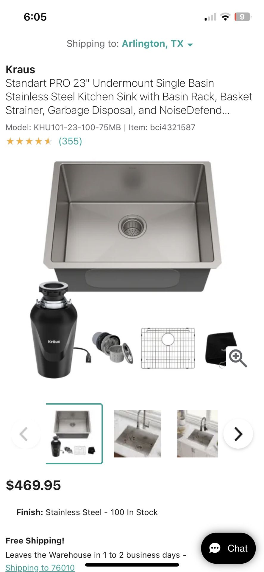 Kraus Undermount Single Bowl, Stainless Steel Kitchen Sink