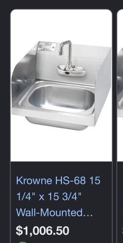 Krowne HS-68 Wall-Mounted Stainless Steel Hand Sink