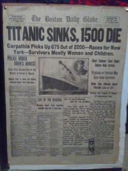 Titanic newpaper 1912